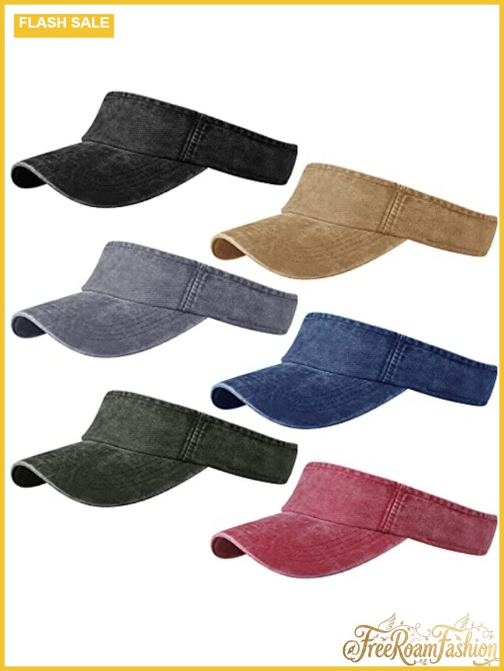 Washed Cotton Empty Top Sun Visor Hats Adjustable Sports Caps